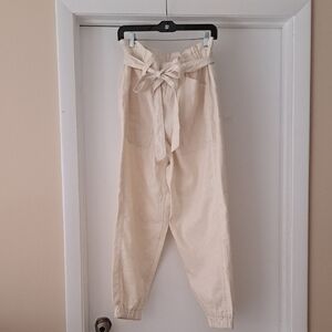 Ralph Lauren  Cream  Linen Cotton High Waist Straight Leg  Jogger  Sz30 EUC